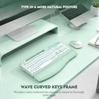 Wireless Keyboard and Mouse Combo, Full-Sized Ergonomic Wave Keys Keyboard with Memory Foam Wrist Rest & Phone Holder, 2.4G Quiet Keyboard Mouse Work Setup for PC Laptop, Office or Home (Mint Green) - Image 7
