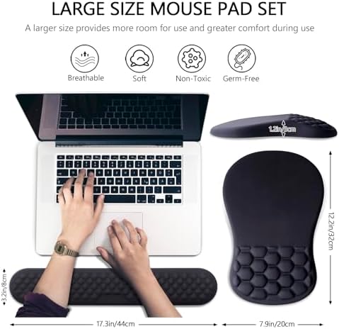Ergonomic Mouse Pad Wrist Support, 2 in 1 Keyboard Wrist Rest Set - Image 5