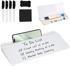 16"x7" Glass Desktop Whiteboard with Storage Drawer, White by OUKMIC