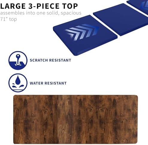 VIVO Rustic Vintage Brown 71 x 30 in Table Top, DESK-TOP72-30N - Image 6
