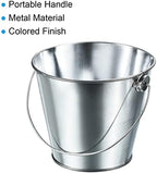 PATIKIL 4.7 Inch Colored Metal Buckets, 4 Pack Pencil Holder Buckets Round Metal Planter Pails Container with Handles for Classroom Crafts, Bright Silver - Image 5