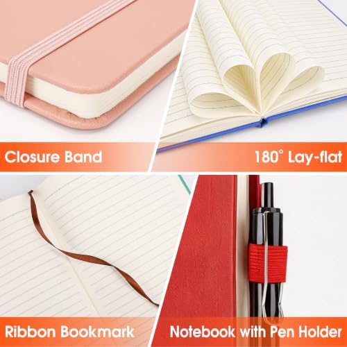 20 Pack Lined Journal Notebook with Pen, A5 Hardcover Leather Journal 5.5"*8.3", 5 Colors 136 Pages College Ruled Notebooks and Pen Set for Office School Business Supplies - Image 4