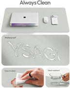 YSAGi Leather Desk Protector, Office Mat, Large Mouse Mat, Non-Slip PU Leather Blotter, Laptop Desk Mat, Waterproof Writing Pad for Office and Home(Light Grey, 63" x 17.2") - Image 7