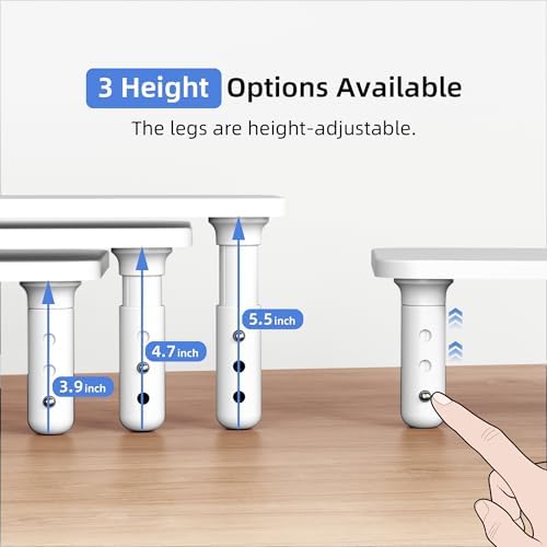Dual Monitor Stand For Desk,Adjustable Height Long Wood Computer Riser - Image 4