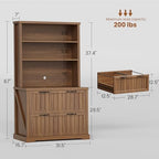 SEDETA Farmhouse 2 Drawer Filing Cabinet for Home Office,Brown - Image 2