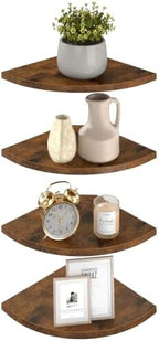 VASAGLE Floating Corner Shelves, Set of 4, 7.8 x 7.8 x 0.5 Inches by VASAGLEbySONGMICSHOME