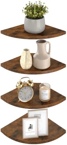 VASAGLE Floating Corner Shelves, Set of 4, 7.8 x 7.8 x 0.5 Inches by VASAGLEbySONGMICSHOME