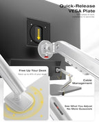 NB SmooVex™ Single Computer Monitor Mount, Monitor Stand fits up to 32 Inch, Mechanical Spring Monitor Arm, VESA 75/100 mm, Model-A5 (Silver) - Image 6