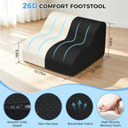 26D Foot Rest for Under Desk at Work, Ergonomic Memory Foam, Black - Image 3