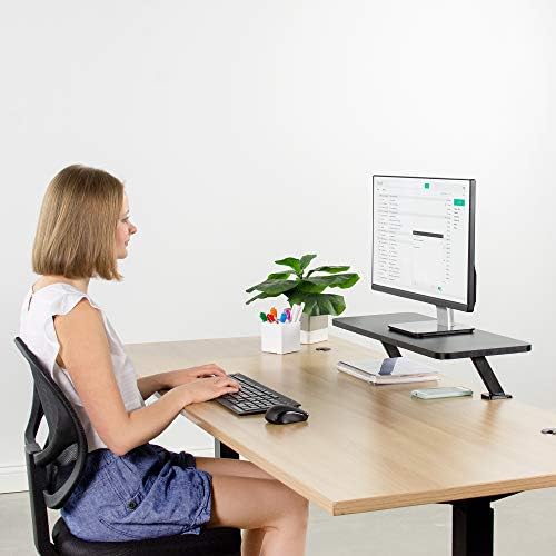 VIVO Black Clamp-on Small 26 inch Ergonomic Desk Shelf, Single Computer Monitor Stand Riser - Desk Organizer Holds 1 Screen or Laptop STAND-SHELF24B - Image 6
