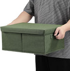 HOONEX Storage Bins with Lids for Organizing, Pack of 2, Storage Boxes with 2 Carrying Handles and Sturdy Heavy Cardboard, 16.5" L x 11.8" W x 7.5" H for Shoes, Books, Clothes, Olive - Image 6