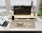 Fenge Dual Monitor Stand Riser, Wooden Desk Shelf with 2-Tier Storage - Image 6
