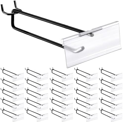 Tandefio 50 Pack Black Metal Peg Board Hooks with Label Holder, 8 Inch by Tandefio