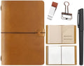 Thenshop Traveling Refillable Leather Journal Notebook, Orange, A5 Size by Thenshop