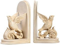 2PCS Vintage Bookends White Resin Decorative Bookends with Bird Bookends for Kids Rooms Decorative Book Ends for Heavy Books (White Bird) by ifreeside