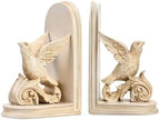 2PCS Vintage Bookends White Resin Decorative Bookends with Bird Bookends for Kids Rooms Decorative Book Ends for Heavy Books (White Bird) by ifreeside