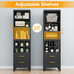 Ckzbx Tall Narrow Storage Cabinet, 66.93" H Tall Bathroom Cabinet Metal Pantry Cabinets with Hollowed-Out, 3 Adjustable Shelves, for Kitchen, Bathroom, Home Office, Living Room (Black) - Image 5