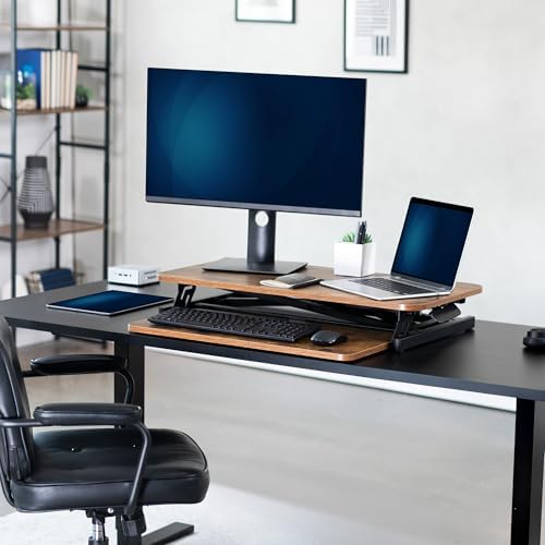 VIVO Rustic Vintage Brown 32 inch Standing Desk Riser, DESK-V000SN - Image 2