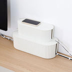 White Cable Management Box with Lid, Large, Plastic - Image 5