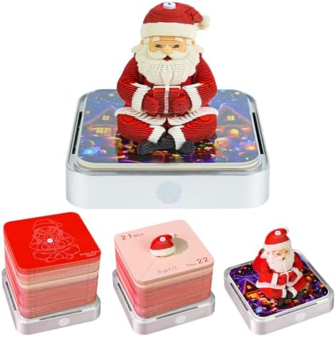 3D Calendar 2027, Tear-Away Desk Calendar, Paper Art Memo Pad, LED Light (Christmas E) by Unknown