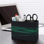PU Leather Multi-Compartment Pen Holder Desktop Organizer Pencil Cup Storage Caddy for Office Home Supplies Abstract Polygonal Space Low Poly Dark with Connecting Dots And Lines - Image 5
