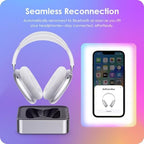 Headphone Charging Station for AirPods Max 1 & 2 - Magnetic Charger Dock with Lightning & USB-C Connectors, LED Indicator, Easy Drop-in Charging (Silver) - Image 5