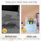Office Supplies,Blue Desk Accessories,Desk Organizer,Phone Stand,Scissors,Stapler,Tape Dispenser,Binder Clips,Staples,Staple Remover,Sticky Notes,Index Tabs,Clear Tape,Mini Box Cutter,Cool Pen.16pcs - Image 3