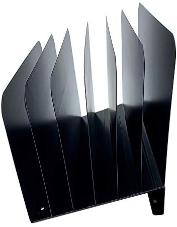 Huron Desktop File Binder Organizer Storage, Inclined Slant 6 Slot, Black Commercial Grade Steel - Image 2