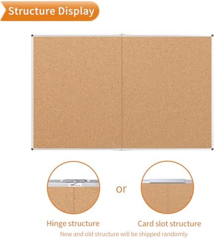 VIZ-PRO 60" x 48" Large Cork Bulletin Board, Foldable & Wall-Mounted Notice Pin Board with Silver Aluminum Frame, for School Home Office - 5' x 4' Corkboard - Image 3