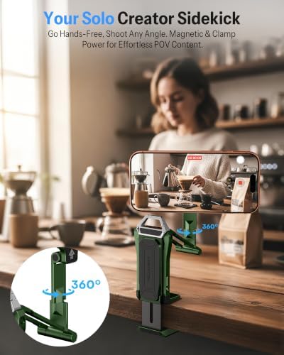 OMOTON TP02-Pro 5 in 1 Magnetic Phone Holder for Vlogging Essentials, Green - Image 3