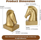 Gold Horse Bookends, Vintage Horse Head Book Ends for Heavy Books - Image 3