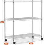 HealSmart 3-Tier Heavy Duty Storage Shelves 750Lb Capacity, 24.02" D x 13.78" W x 29.92" H Adjustable Shelving Unit with Wheels, Chrome - Image 3