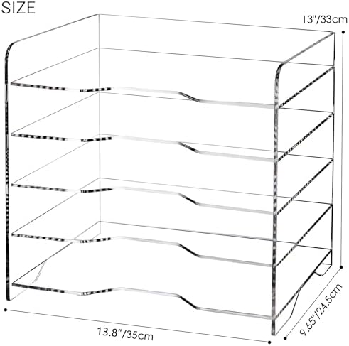 SANRUI Acrylic Paper Organizer Letter Tray, 5 Tier Enlarged File Holder - Image 2