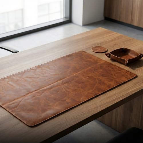 LL LEATHER LOVERS Leather Desk Mat, 24" x 38" Antique Brown, Desk Mouse Pads on Top of Desks, Non Slip Top Grain Leather Desk Blotter, Laptop Desk Mat, Desk Writing Pad for Office and Home - Image 2