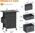 Mexin 3 Drawer File Cabinet with 22'' Extended Desktop, Mobile Filing Cabinet, Printer Stand, Rolling Printer Stand with Side Bag, Fabric Drawer, Fits A4 Size, Home Office, Black - Image 3