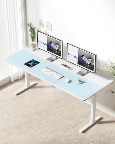 YSAGi Leather Desk Pad Protector, Office Desk Mat, Large Mouse Pad, Non-Slip PU Leather Desk Blotter, Laptop Desk Pad, Waterproof Desk Writing Pad for Office and Home (Baby Blue,55" x 17.2") - Image 3