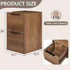 File Cabinet 2 Drawer, Wood Filing Cabinets with Hanging Bars for Letter Size, Samll Filing Cabinets for Home Office, Under Desk Storage Cabinet, Assembly Required, Brown - Image 3
