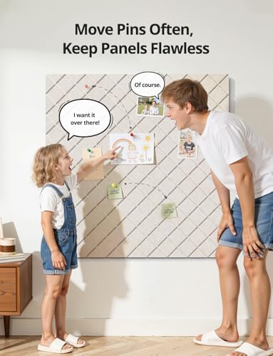 Kuchoow Bulletin Cork Board Large 47.2" x 35.4" Felt Notice Pinboard for Office Walls & Home, Self Adhesive 12 Pack Beige Decorative Bulletin Mood Board Corkboard for for Bedroom, Display, Memo, Photo - Image 4