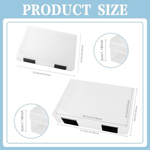 12 Pcs Clear Paper Storage Box, Black, 12.4 x 9.84 x 1.18 Inches - Image 2