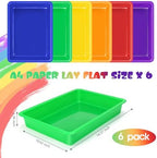 ShineMe Plastic Paper Trays for Classroom, 6 Pack Colorful Classroom Turn in Bins, Thick and Sturdy A4 Letter Size Flat Storage Trays for Classroom Organization and Storage - Image 2