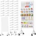 Metal Pegboard Display Stand 2 x 4.9 Feet, Adjustable Height with 40 Peg Board Hooks and Wheels, pegboard display rack, Craft Display Rack, Retail Display Rack, Garage Peg Board by GIKLUX