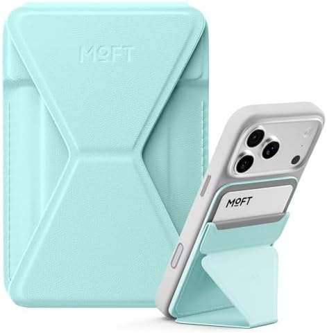 MOFT Magnetic Wallet Stand Compatible with iPhone 17/16/15/14/13/12 Series, Angle Adjustment & Magsafe Compatible MOVAS Phone Stand,Aqua by MOFT
