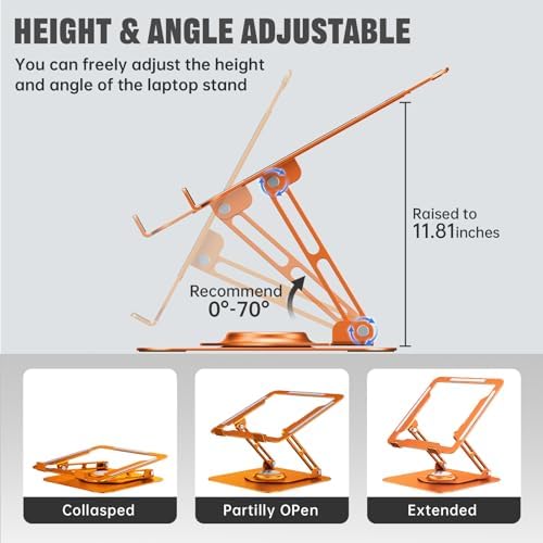 Laptop Stand for desk(360°Rotating),Aluminum laptop Riser for 10-16"Laptops - Image 3