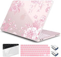 for MacBook Neo 13 inch Case 2026 (Model A3404, A18 Pro) Precision Fit & Scratch Unique Design Hard Shell, Keyboard Cover, Trackpad Protector, 2 OTG Adapter, for Women Cute, Pink Peony by Yebiseven