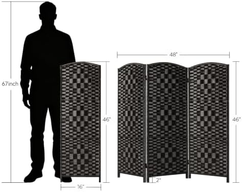 HALLYBEE Short Room Divider, Small Folding Privacy Screens,3 Panel Black - Image 2