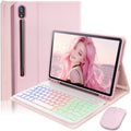Case Keyboard for Samsung Galaxy Tab S10 Lite / S10 FE / S9 FE / S9 / S8 10.9-11 inch Cover - 7 Color Rainbow Change Backlit Detachable Magnetic Keyboard with S Pen Holder with Mouse - Pink by SAMTUNK