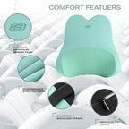 Skechers Air-Cooled & Memory Foam Lumbar Pillow,Lumbar Support Pillow for Office,Chair Lower Back Pain Relief Lumbar Pillow,Ergonomic Design Back Support Pillow for Office Chair,Car,Home,Travel,Green - Image 3