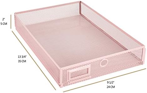 Annova Desk Organizer Wire Mesh 3 Tier Sliding Drawers Paper Sorter/Multifunctional/Premium Solid Construction for Letters, Documents, Mail, Files, Paper, Kids' Art Supplies (Light Pink) - Image 3