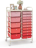 Giantex 15 Drawers Rolling Cart, Classroom Organizers, Storage Cart with Wheels, for Teacher Office Home School Supplies Tool Craft Art Paper by Giantex