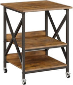 VENNQD 23.6 x 23.6 x 30.3 Inches Printer Stand, Large Printer Table with Adjustable Middle Shelf, Rolling Printer Cart with Wheels, 3 Tier Printer Table for Home Office Scanner Fax, Rustic Brown by VENNQD